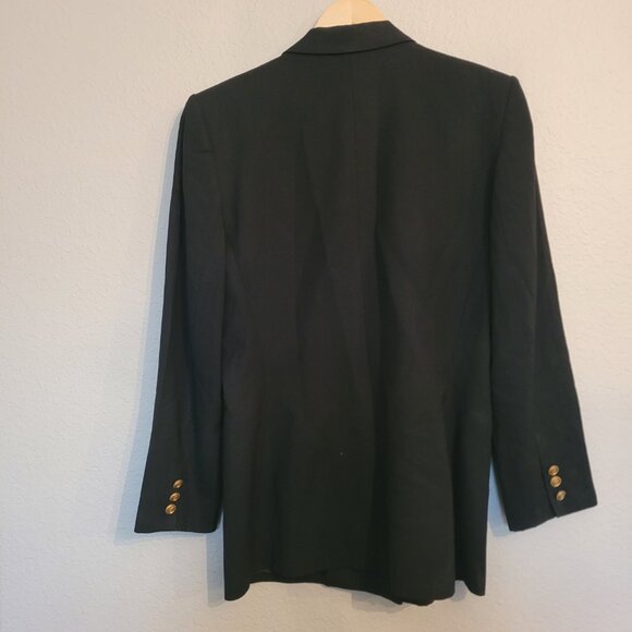 Vintage Talbots double-breasted blazer in black wool gold-toned buttons sz 10 - Picture 3 of 7